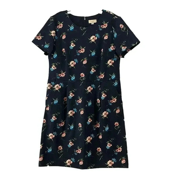 Ann Taylor Loft Outlet Women’s Navy Floral Short Sleeve Dress Size‎ 14 - Picture 1 of 5